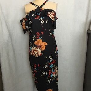 Murimia | summer floral dress | bodycon midi | XL